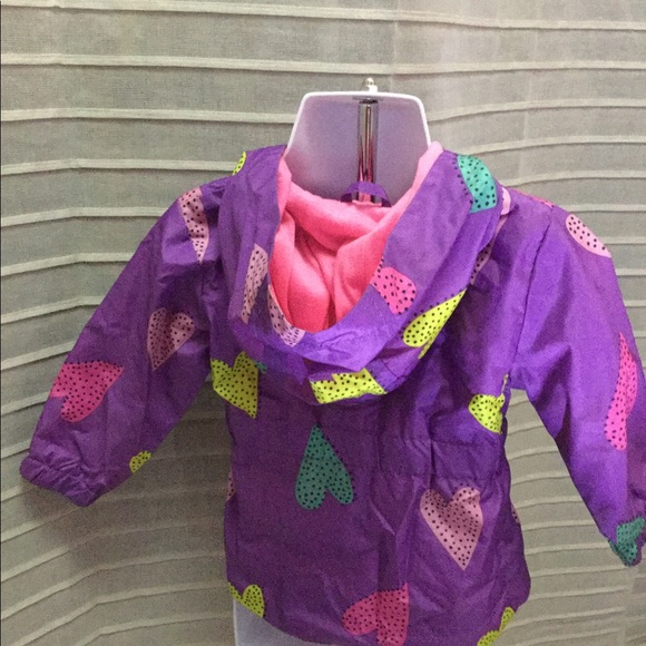 Toddler Girls Hearts Hooded Windbreaker - Picture 4 of 7